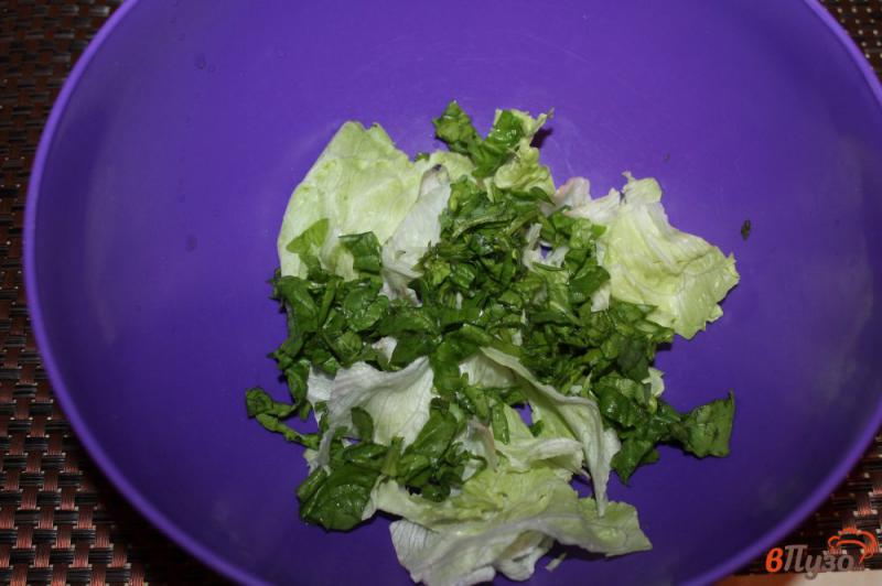 Фото приготовление рецепта: Легкий салат с айсбергом шпинатом и твердым сыром шаг №2