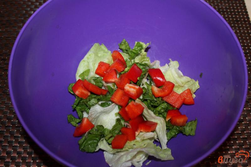 Фото приготовление рецепта: Легкий салат с айсбергом шпинатом и твердым сыром шаг №3