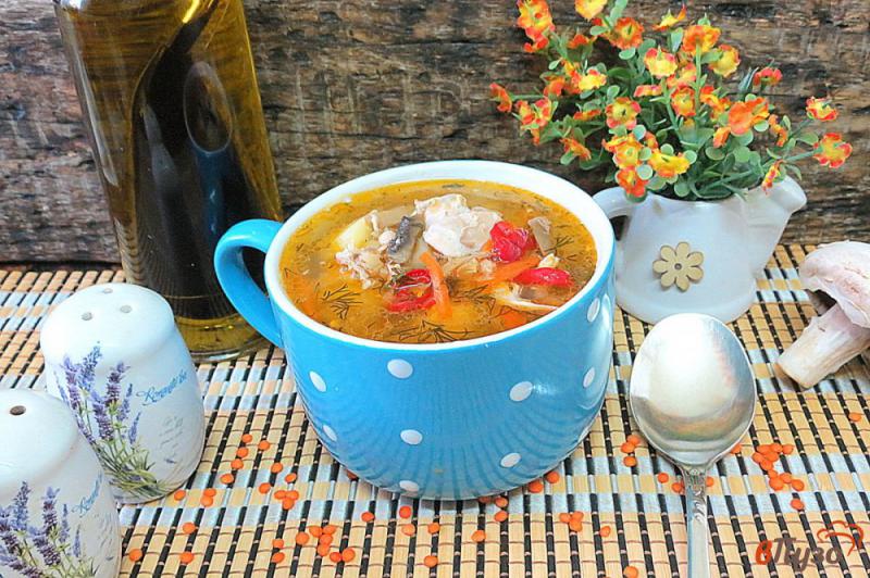 Фото приготовление рецепта: Овощной суп с чечевицей шаг №11