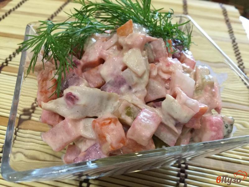 Фото приготовление рецепта: Овощной салат с тунцом шаг №9