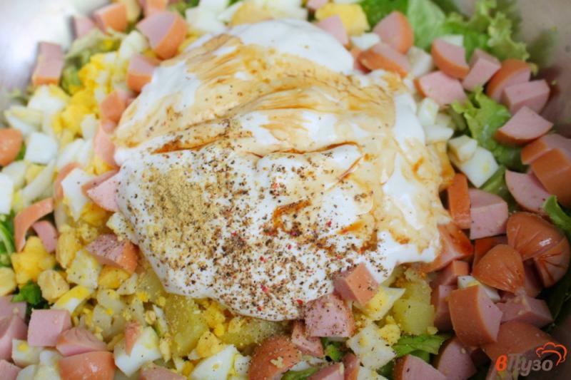 Фото приготовление рецепта: Салат с картофелем, яйцом и колбасой шаг №5