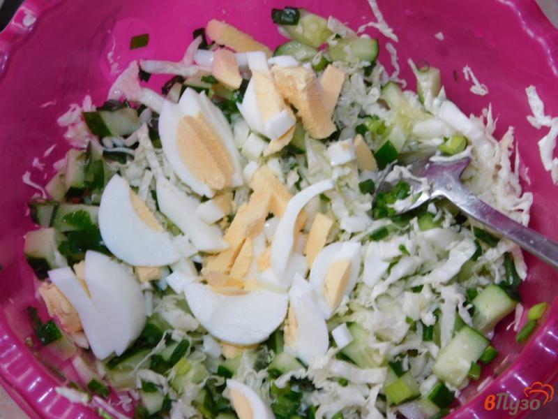 Фото приготовление рецепта: Салат с пекинской капустой и зеленым луком шаг №5