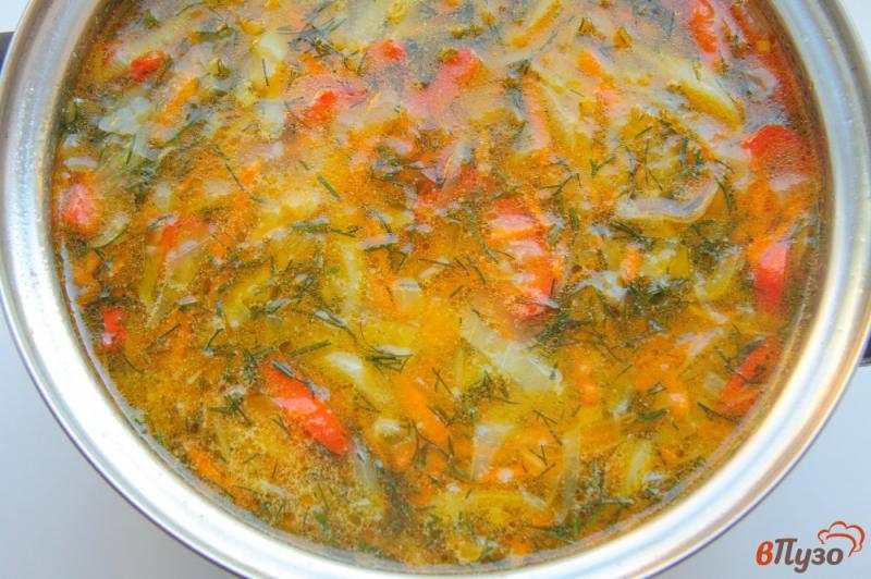 Фото приготовление рецепта: Овощной суп с манкой на курином бульоне шаг №9