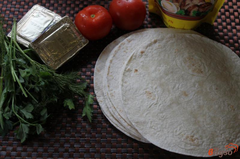 Фото приготовление рецепта: Тортилья на гриле с плавленым сыром и помидорами шаг №1