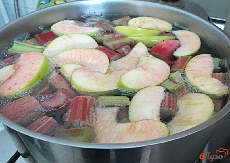 Фото приготовление рецепта: Компот из ревеня, вишен и яблока шаг №6