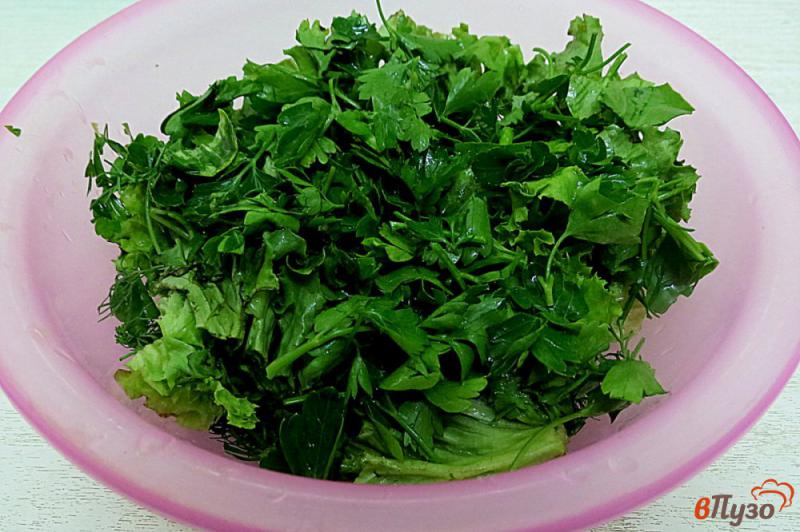 Фото приготовление рецепта: Зелёный соус из шпината и салата шаг №6