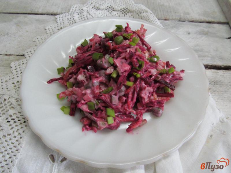 Фото приготовление рецепта: Салат с жареным картофелем свеклой и мясом шаг №7