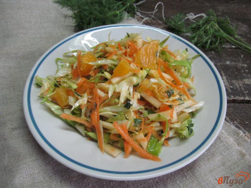 Фото приготовление рецепта: Салат из молодой капусты с апельсином и яблоком шаг №7