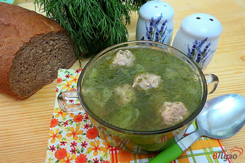 Фото приготовление рецепта: Суп с фрикадельками капустой и шпинатом шаг №10
