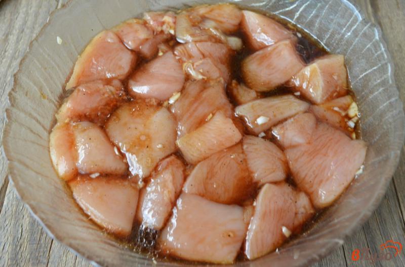 Фото приготовление рецепта: Шашлычки из курицы в меду с овощами шаг №4