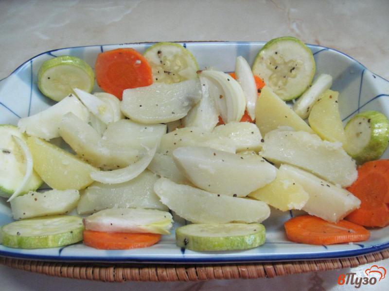 Фото приготовление рецепта: Запеченные молодые овощи шаг №5