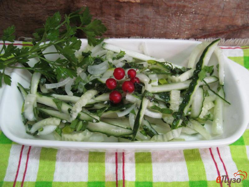 Фото приготовление рецепта: Огуречный салат с луком «пикантный» шаг №5