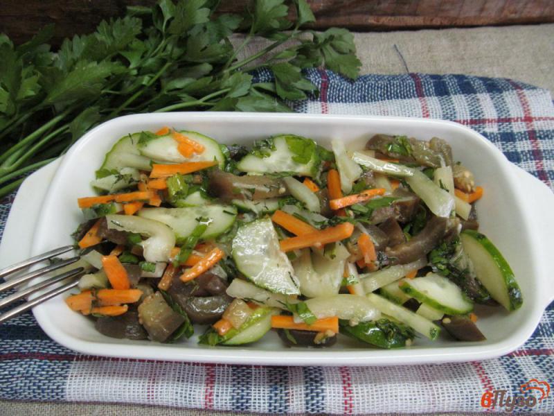 Фото приготовление рецепта: Салат из баклажана с морковью и огурцом шаг №6