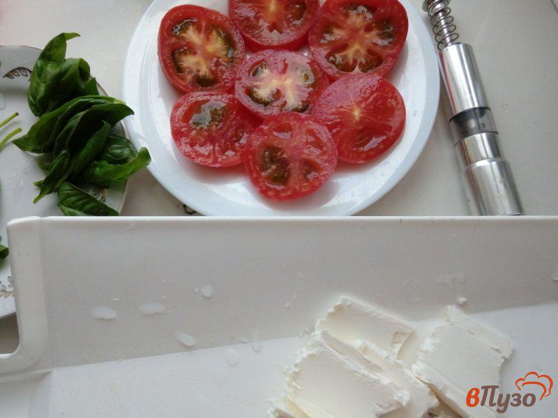 Фото приготовление рецепта: Закуска из помидоров с фетой и базиликом шаг №2