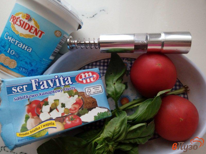 Фото приготовление рецепта: Закуска из помидоров с фетой и базиликом шаг №1