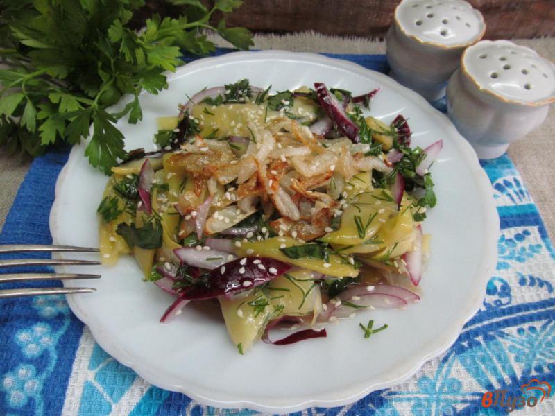Фото приготовление рецепта: Азиатский салат из плоской стручковой фасоли шаг №6