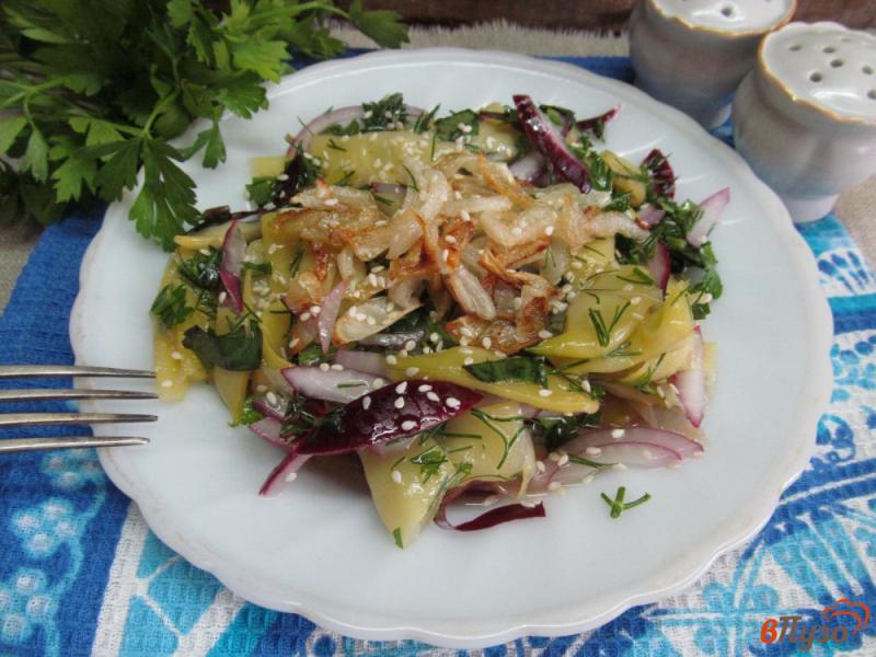 Фото приготовление рецепта: Азиатский салат из плоской стручковой фасоли шаг №5