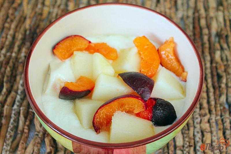 Фото приготовление рецепта: Коктейль из домашнего йогурта с дыней и абрикосом шаг №3