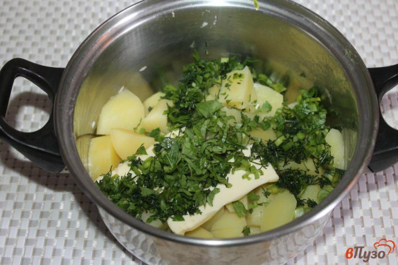 Фото приготовление рецепта: Зеленое картофельное пюре шаг №4