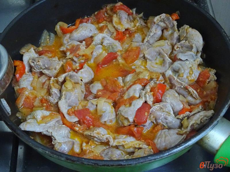 Фото приготовление рецепта: Куриные желудки с помидорами шаг №9