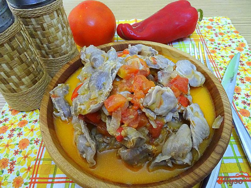Фото приготовление рецепта: Куриные желудки с помидорами шаг №11