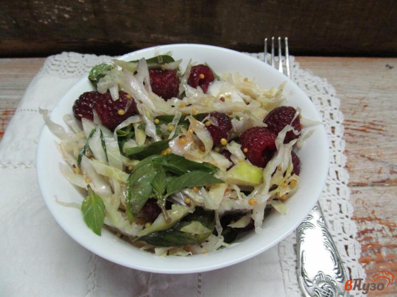Фото приготовление рецепта: Салат из капусты с малиной и базиликом шаг №5