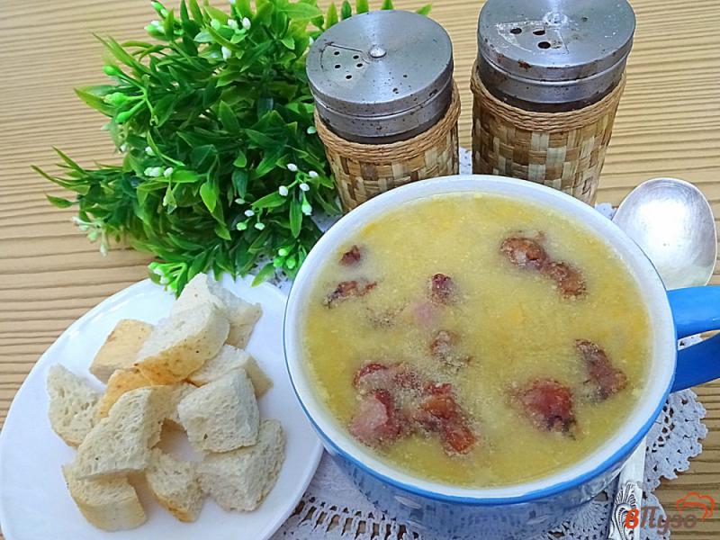 Фото приготовление рецепта: Гороховый суп пюре с копчёными рёбрами (без картофеля) шаг №9