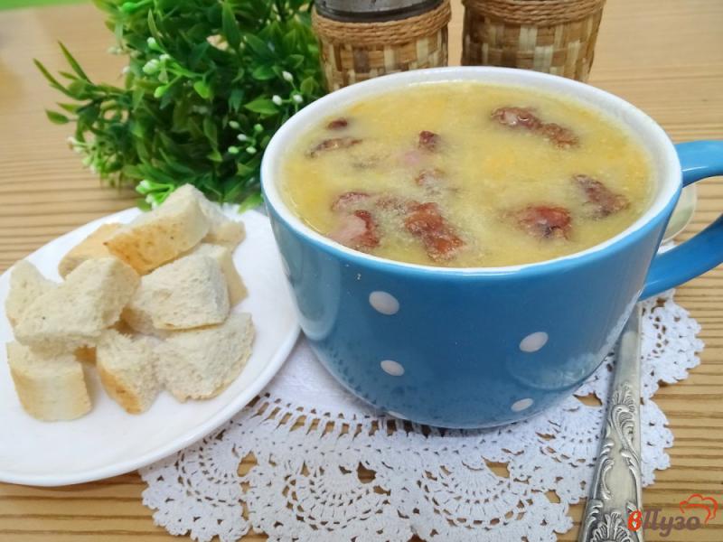 Фото приготовление рецепта: Гороховый суп пюре с копчёными рёбрами (без картофеля) шаг №10
