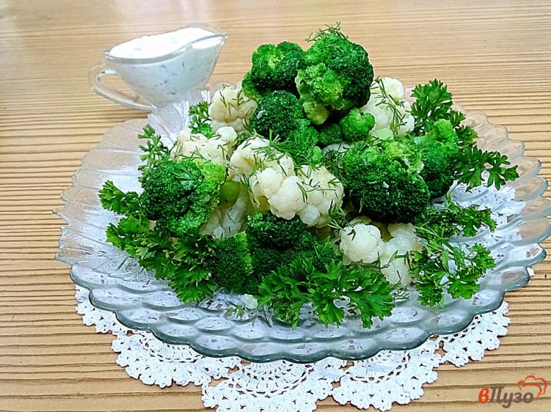 Фото приготовление рецепта: Салат из цветной капусты и брокколи шаг №6