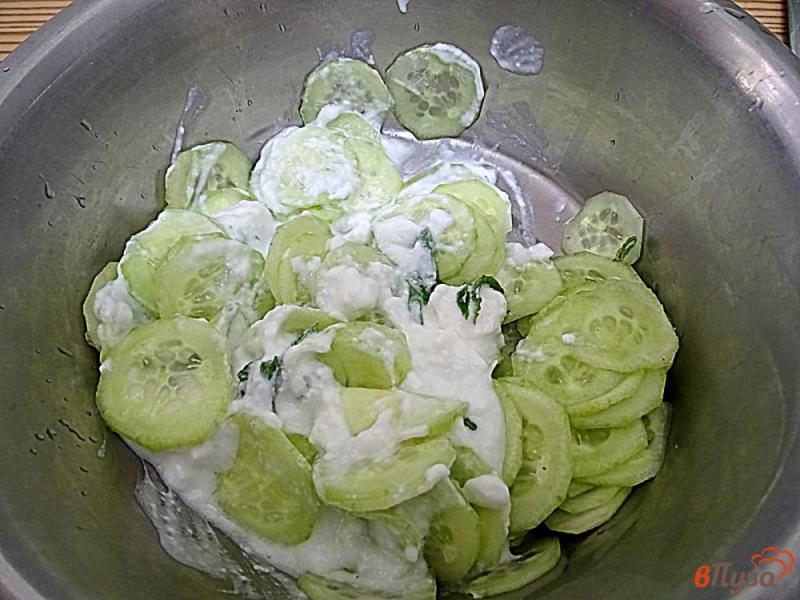 Фото приготовление рецепта: Салат из огурца и йогурта шаг №5