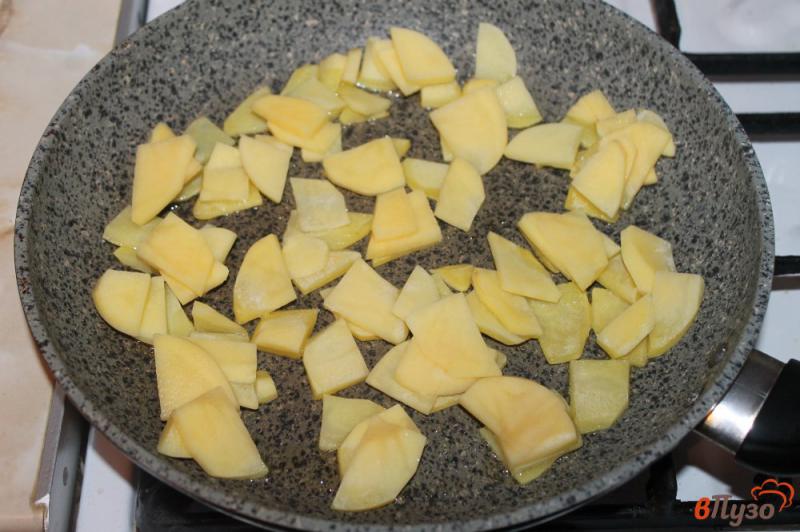 Фото приготовление рецепта: Жареный картофель с мясом и помидорами шаг №3