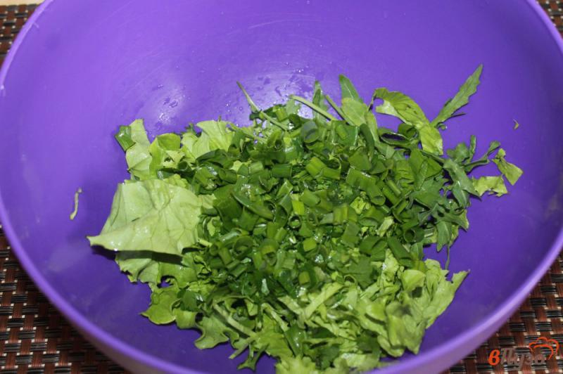 Фото приготовление рецепта: Салат из зелени, помидоров и сыра шаг №2