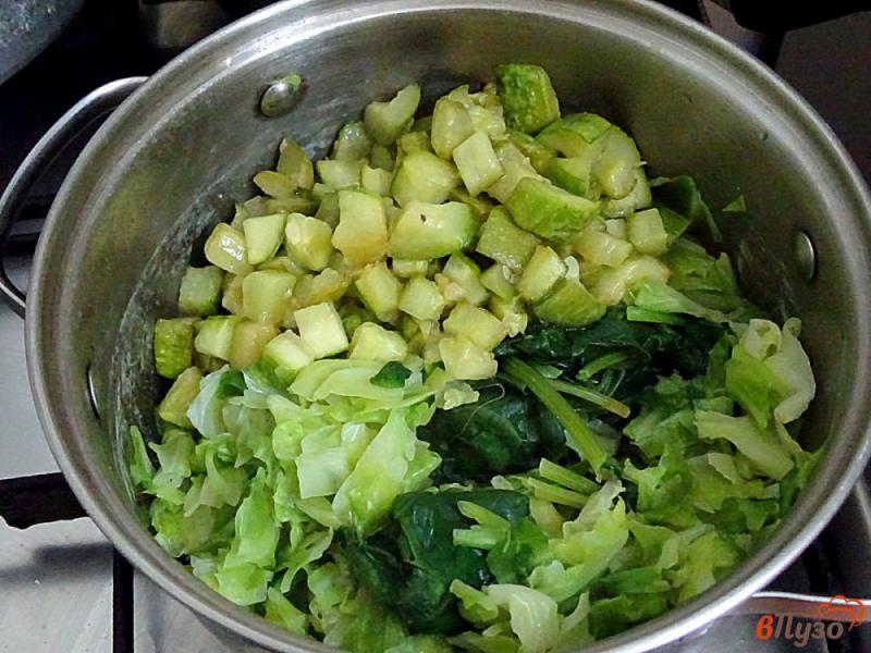 Фото приготовление рецепта: Гарнир из капусты, кабачка и шпината шаг №6