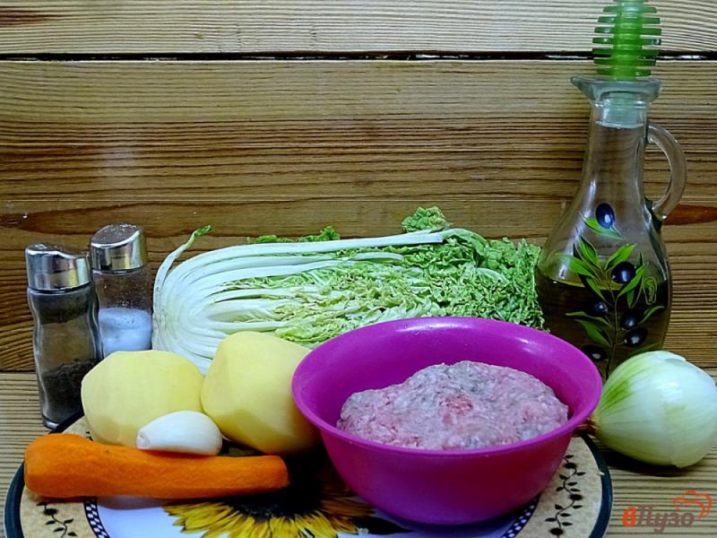 Фото приготовление рецепта: Суп с фрикадельками и пекинской капустой (без пассеровки) шаг №1