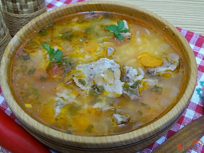 Фото приготовление рецепта: Суп со свининой и рисом шаг №10