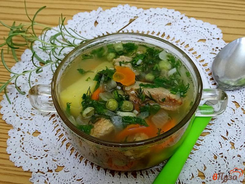 Фото приготовление рецепта: Суп с зелёным горошком шаг №9