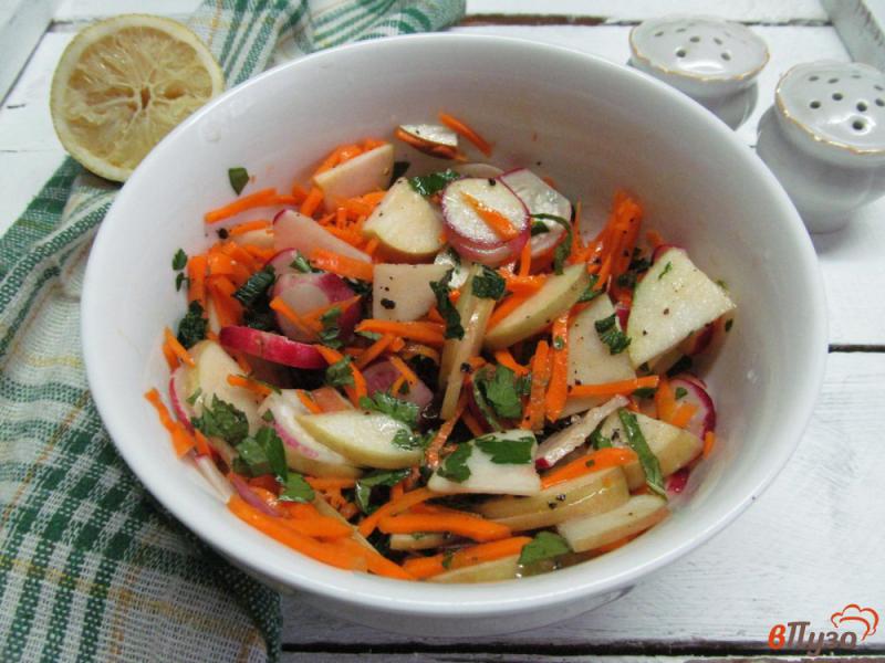 Фото приготовление рецепта: Салат из моркови редиса и изюма шаг №6