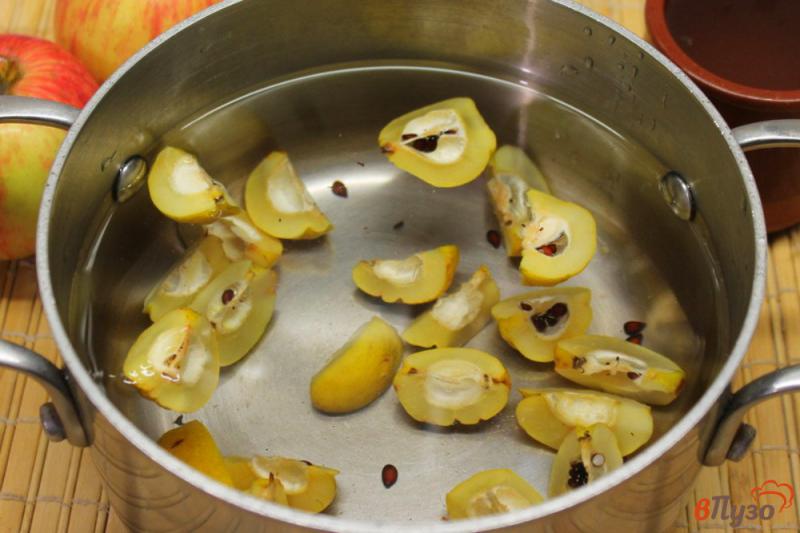 Фото приготовление рецепта: Компот из айвы, яблок и ягод шаг №3