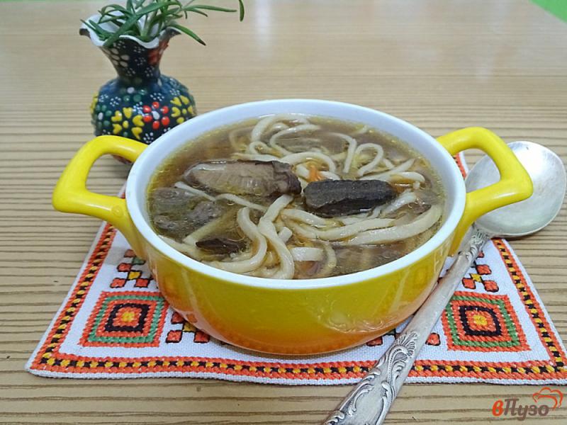 Фото приготовление рецепта: Суп-лапша из сушёных грибов и домашней лапши шаг №16