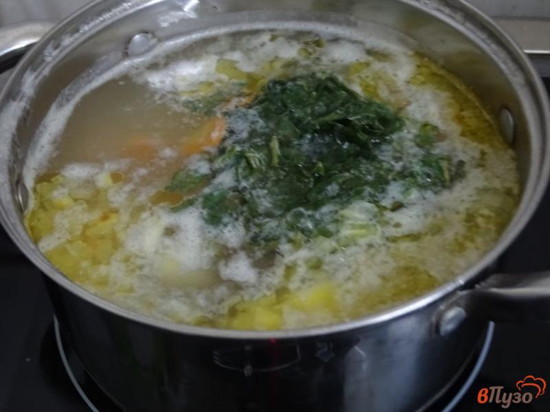 Фото приготовление рецепта: Зелёный борщ с рисом и мороженым щавелем шаг №6