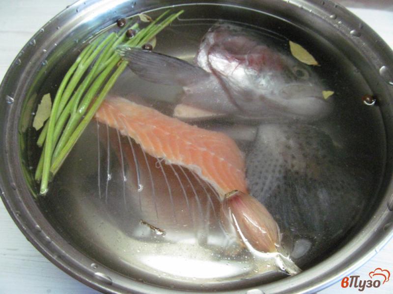 Фото приготовление рецепта: Суп из лосося с хреном и сметаной шаг №2