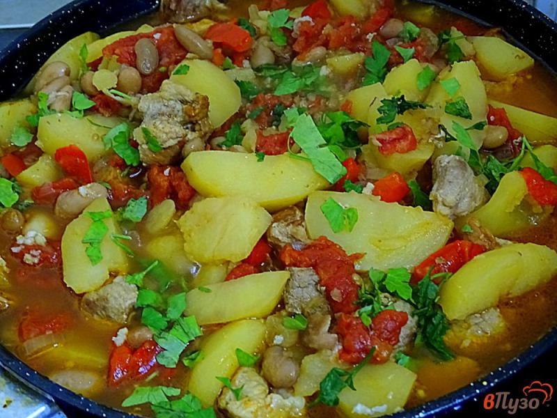 Фото приготовление рецепта: Овощи тушёные со свининой. шаг №7