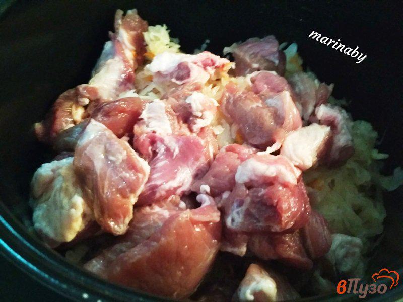 Фото приготовление рецепта: Тушеная квашеная капуста со свининой шаг №3