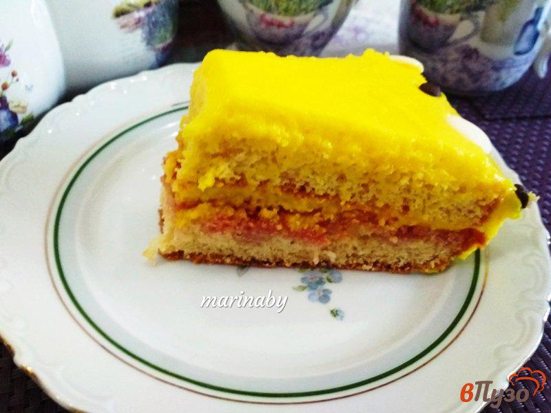 Фото приготовление рецепта: Торт апельсиновый  с кремом Патисьер шаг №13