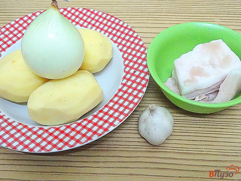 Фото приготовление рецепта: Картофель жареный на сале с чесноком и укропом шаг №1