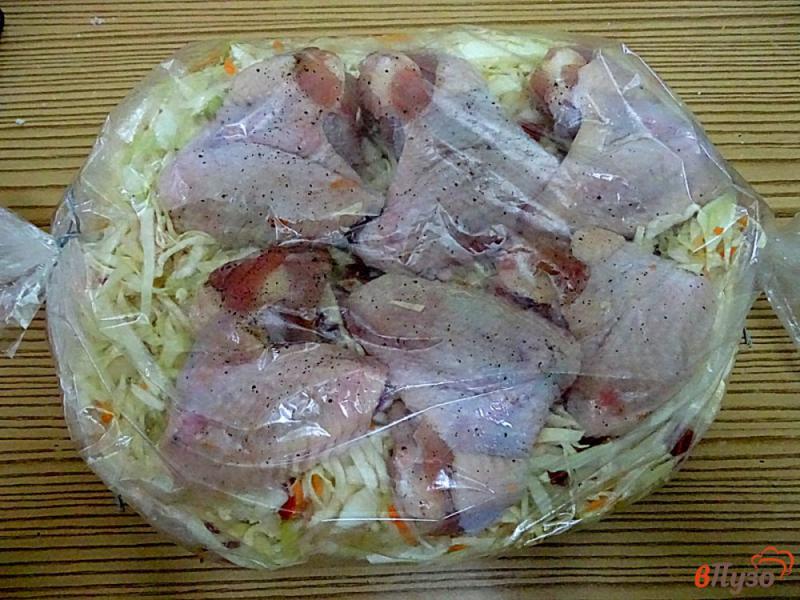 Фото приготовление рецепта: Ленивый ужин из капусты и куриных крыльев шаг №7