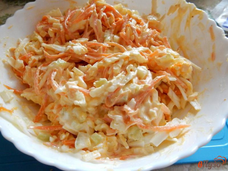 Фото приготовление рецепта: Салат с морковью по-корейски и сельдереем шаг №5