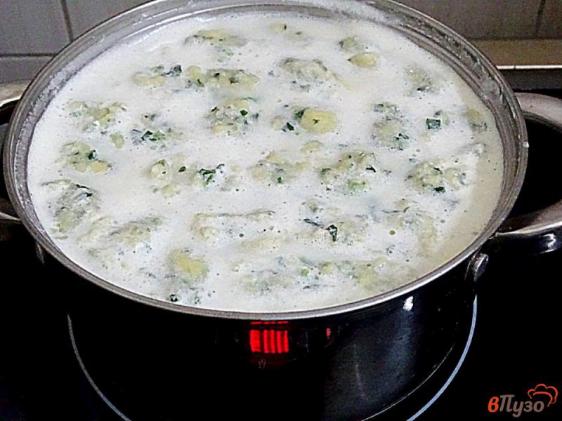 Фото приготовление рецепта: Суп с зелёными галушками шаг №6