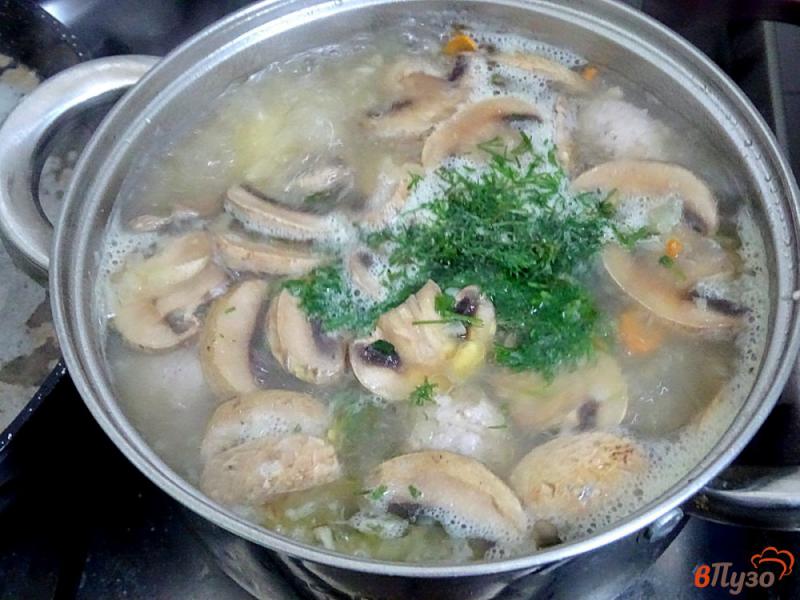 Фото приготовление рецепта: Суп грибной с фрикадельками шаг №6
