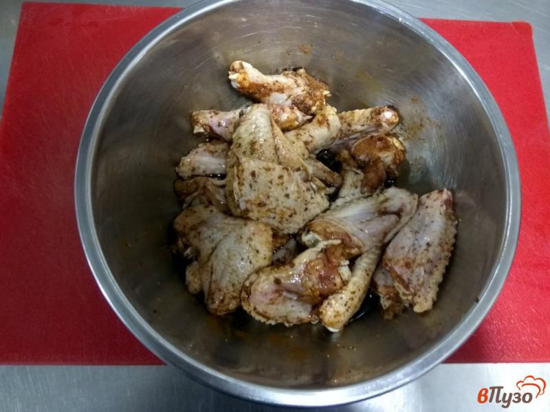 Фото приготовление рецепта: Пряные куриные крылья в горчичном соусе шаг №3